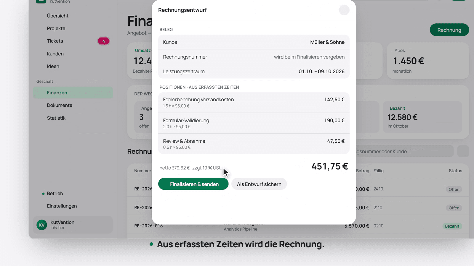 Invoice from logged time
